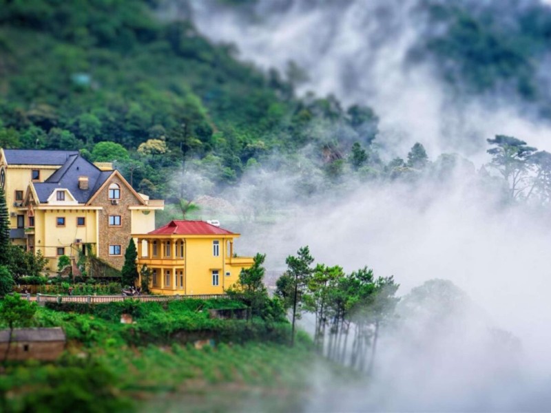 Villa surrounded by mist and lush greenery at Tam Dao, Vinh Phuc